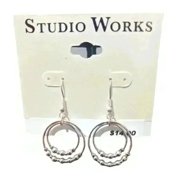 Silver double hoop earrings - Picture 1 of 1